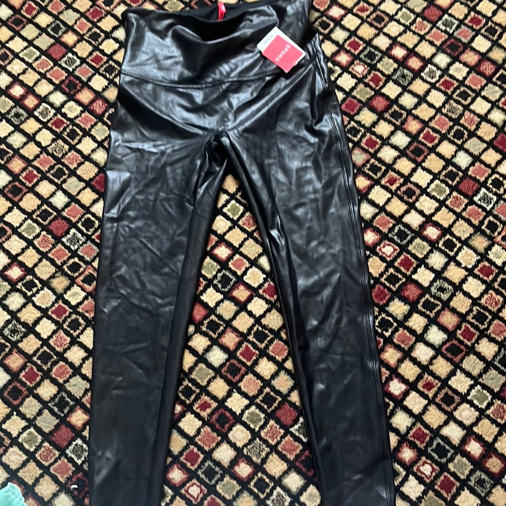 SPANX Faux Leather Tummy Control High Waisted Leggings